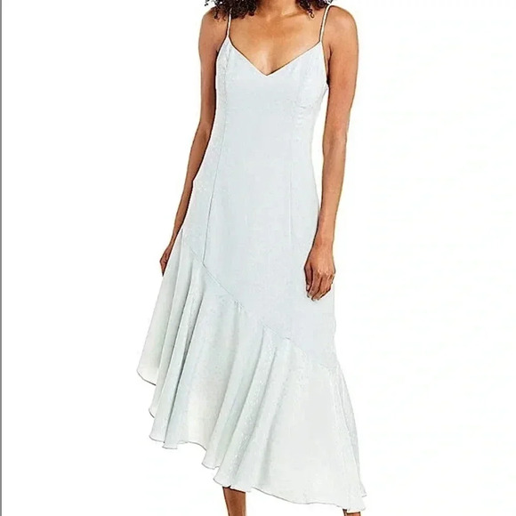 WAYF Clayton Asymmetrical Slip Dress Light Blue size M NWT - Picture 1 of 13